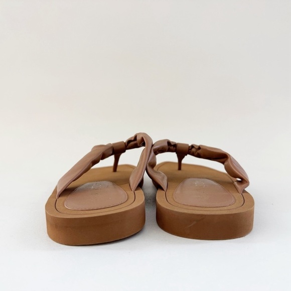 Stuart Weitzman Cassie Sandal Flip Flop Thong Flat Puff Leather Designer Tan 9 - Picture 7 of 10